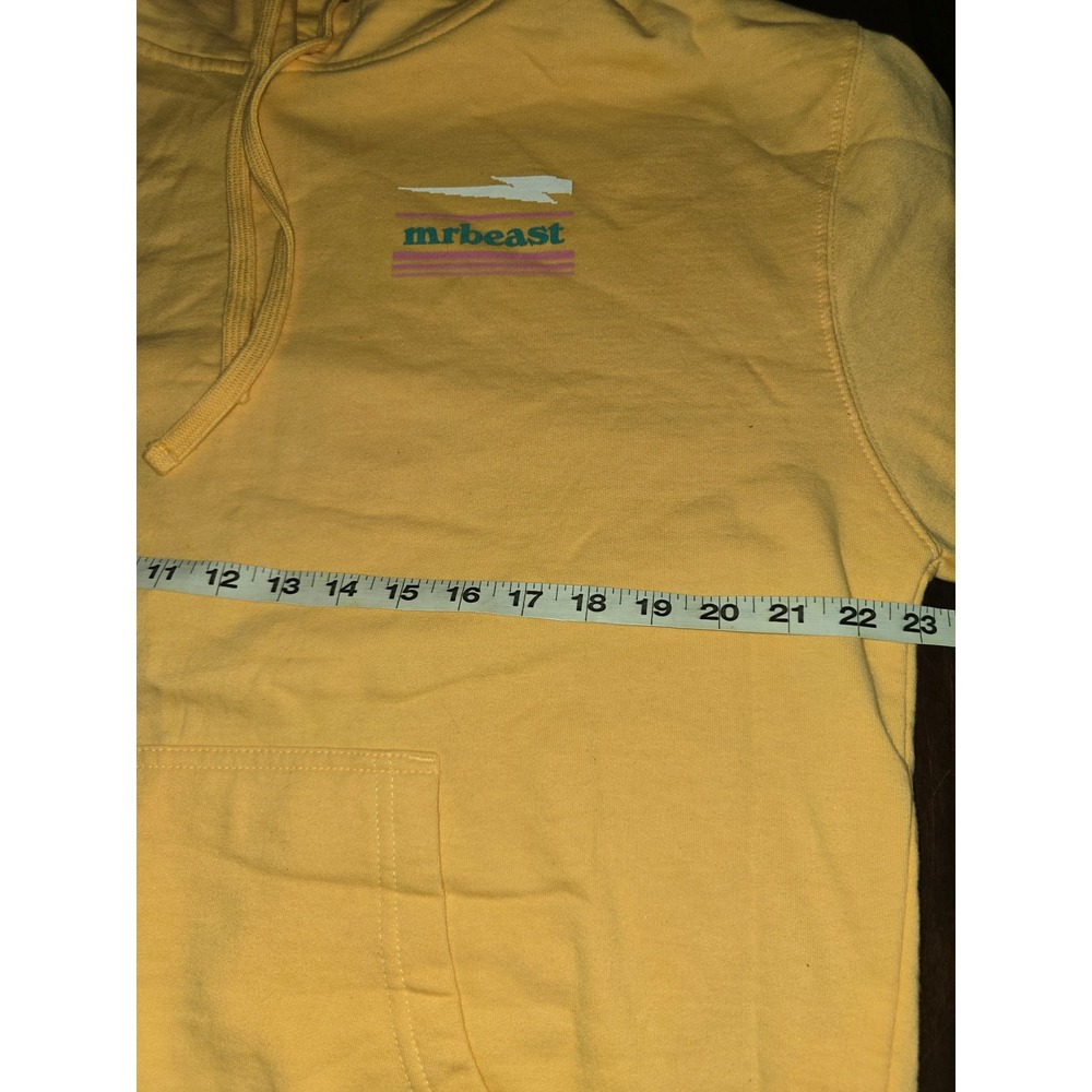 Mr Beast Yellow Graphic Hoodie Mens Large Long Sleeve Pullover Sweatshirt Logo - Picture 5 of 9
